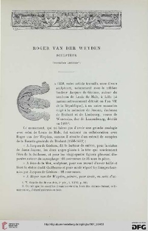 3. Pér. 26.1901: Roger van der Weyden, [2] : sculpteur