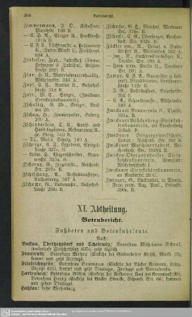 XI. Abtheilung. Botenbericht
