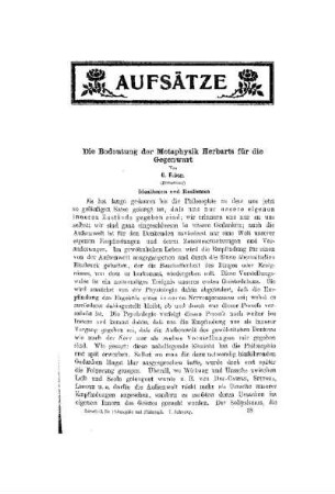 Die Bedeutung der Metaphysik Herbart`s für die Gegenwart : (Fortsetzung)