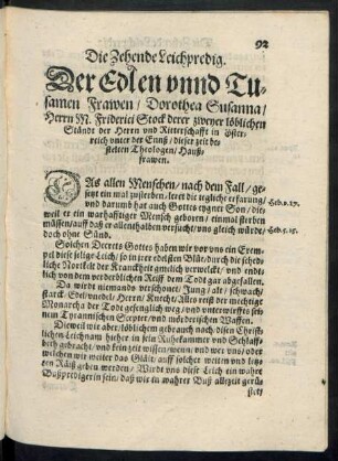Die Zehende Leichpredig.