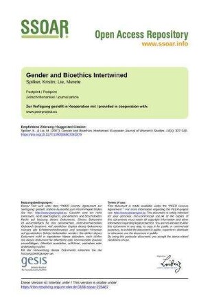 Gender and Bioethics Intertwined