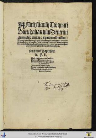 [Druck] Boethius: De consolatione philosophiae. Leipzig: Jacob Thanner 1505.