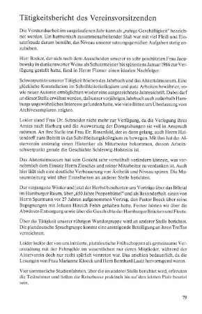 Tätigkeitsbericht des Vereinsvorsitzenden