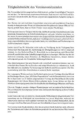 Tätigkeitsbericht des Vereinsvorsitzenden