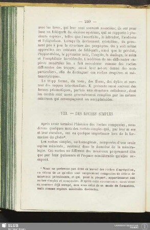 VIII. Des roches simples