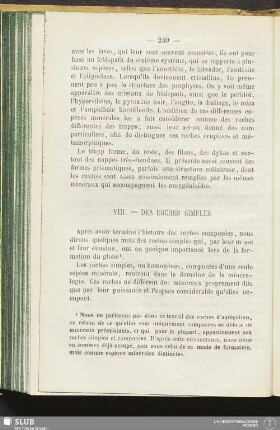 VIII. Des roches simples