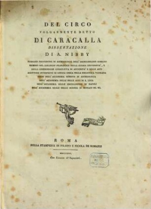 Del Circo volgarmente detto di Caracalla : Dissertazione