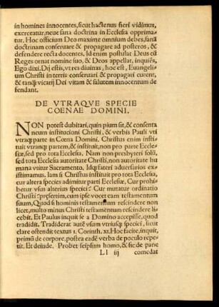 De Utraque Specie Coenae Domini.