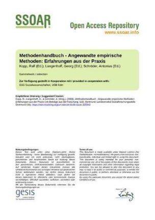 Methodenhandbuch - Angewandte empirische Methoden: Erfahrungen aus der Praxis