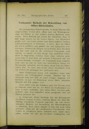 Verbesserte Methode der Behandlung von Silber-Rückständen