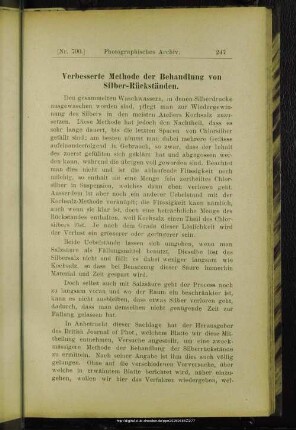 Verbesserte Methode der Behandlung von Silber-Rückständen