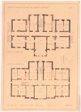 Herrenhaus Hohenborn bei Kassel Umbau: Grundriss Erd- und Obergeschoss 1:100