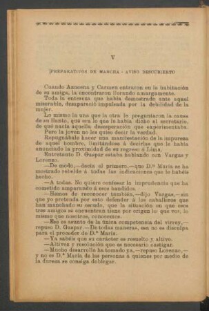 V - Preparativos de marcha - Aviso descubierto