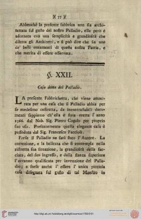 XXII. Casa detta del Palladio