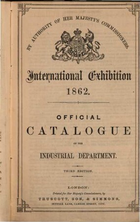 Official catalogue of the Industrial Department