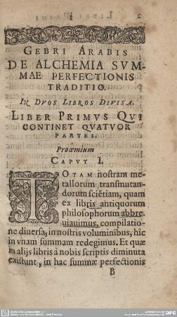 LIBER PRIMUS QUI CONTINET QUATUOR PARTES.