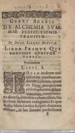 LIBER PRIMUS QUI CONTINET QUATUOR PARTES.