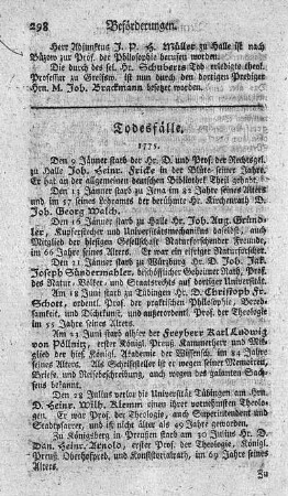 Todesfälle.
