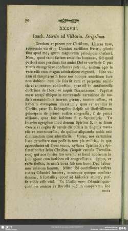 XXXVIII. Joach. Mörlin ad Victorin. Strigelium