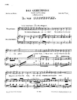 Beethoven's Werke, 245 = Serie 23: Lieder und Gesänge mit Begleitung des Pianoforte. Das Geheimniss : [WoO 145]
