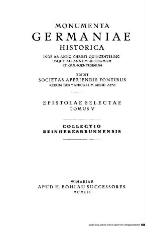 Die Reinhardsbrunner Briefsammlung = Collectio Reinheresbrunnensis