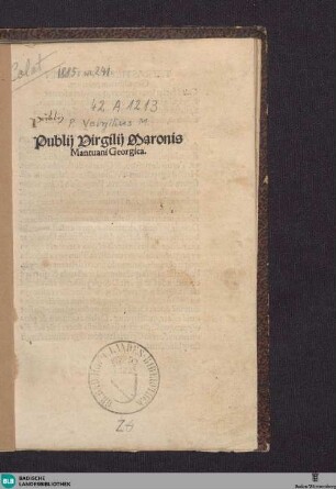 Publij Virgilij Maronis Mantuani Georgica