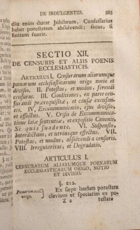 Sectio XII. De Censuris Et Aliis Poenis Ecclesiasticis.