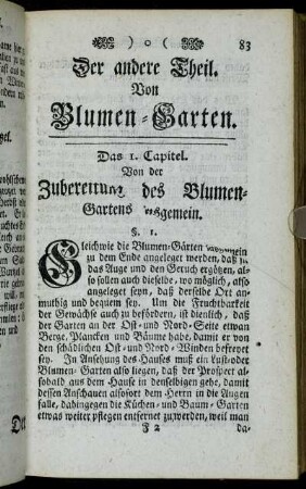 Das 1. Capitel. Von der Zubereitung des Blumen-Gartens insgemein.