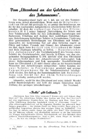 Vom "Elternbund an der Gelehrtenschule des Johanneums".