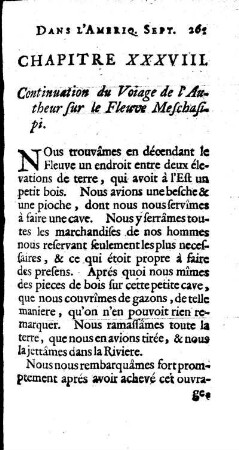 Continuation du Voyage de Autheur surle Fleuve Meschasipi.