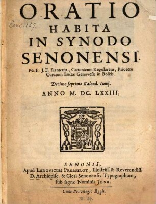 Oratio habita in synodo Senonensi