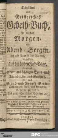Nützliches und Geistreiches Gebeth-Buch