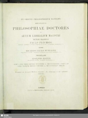 1894/95: Ex Ordinis Philosophorum mandato renuntiantur philosophiae doctores et artium liberalium magistri