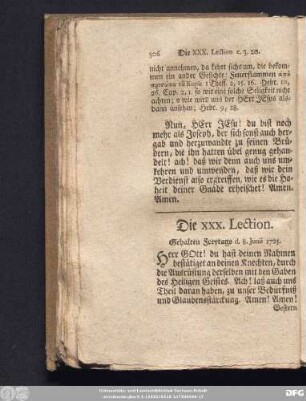 Die XXX. Lection. Gehalten Freytags d. 8. Junii 1725.