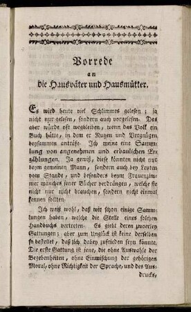 Vorrede an die Hausväter und Hausmütter.