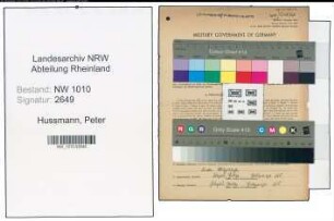 Entnazifizierung Peter Hussmann , geb. 03.09.1899 (Sattler)