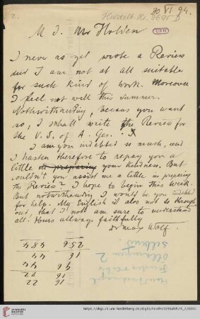 Briefe von Max Wolf an Edward Singleton Holden: Brief von Max Wolf an Edward Singleton Holden