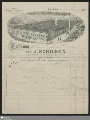 J. Schilgen, Leinen- und Jute-Weberei, Emsdetten i/W. : Rechnung