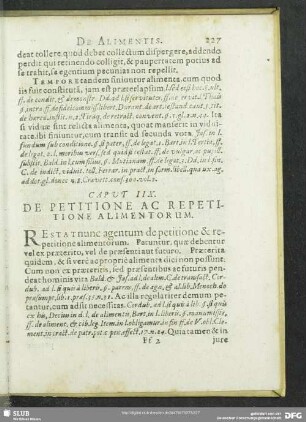Caput IIX. De Petitione Ac Repetitione Alimentorum