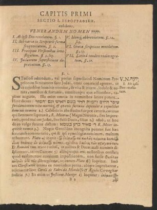 Capitis Primi [§. I. - §. XI.]