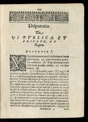 Disputatio [XXXI.] De Vi Publica, Et Privata, Et Raptu.