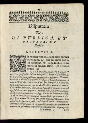 Disputatio [XXXI.] De Vi Publica, Et Privata, Et Raptu.