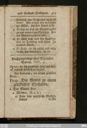 Hochzeitpredigt über Sprüchw. Salom. XXIV, 3.