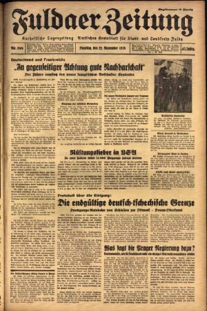 Ausgabe vom Dienstag, den 22. November 1938.