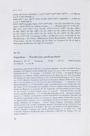 Aa 12. Augustinus, Homiliarium quadragesimale