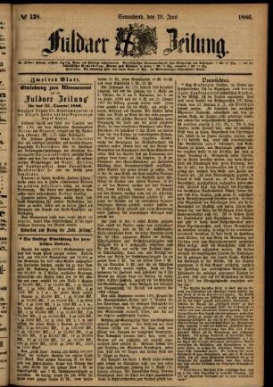 Ausgabe vom Samstag, den 19. Juni 1886.