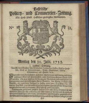 Nro. 31, Montag den 30. Julii 1753