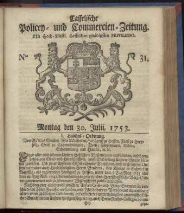 Nro. 31, Montag den 30. Julii 1753