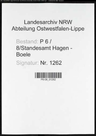 Sterberegister Standesamt Hagen-Boele (Hagen III)