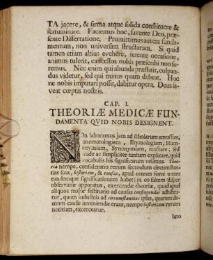 Cap. I. Theoriæ Medicæ Fundamenta Qvid Nobis Designent.